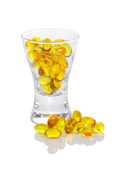  Fish Oil in glass isolate on white background