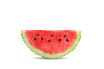 Slice of fresh watermelon isolated on white background.