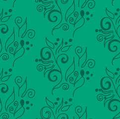 floral pattern on a green background, seamless