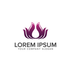 Obraz premium Lotus Flower Logo abstract Beauty Spa salon Cosmetics brand Linear style. Looped Leaves Logotype design vector Luxury Fashion template.