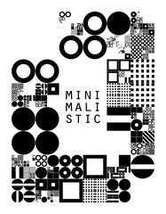 Obraz premium Subdivided grid system with symbols. Randomly sized objects with fixed space between. Futuristic minimalistic layout. Conceptual generative background. Procedural graphics. Creative coding.
