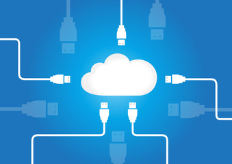 Vector of Cloud Computing - Internet - Software - Storage - Network Background