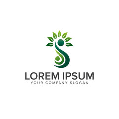 Obraz premium leaf people logo design concept template
