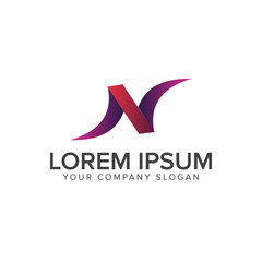 letter N technology logo design concept template