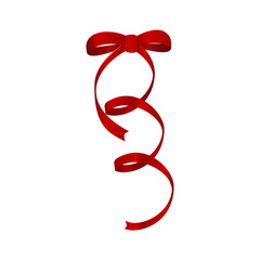 Red bow isolated on white background.  Vector image.