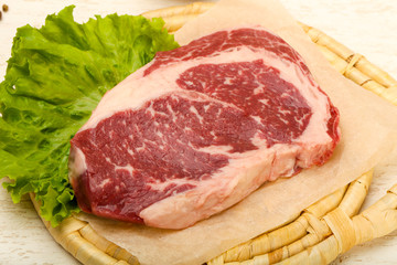 Rib eye raw steak