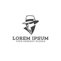 detective cowboy logo design concept template