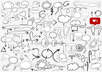 Isolated vector hand drawn arrows and comic blank