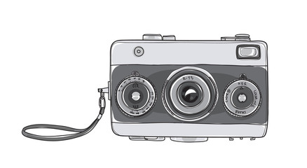 Film Camera vintage  35 mm Rangefinder hand drawn cute vector art illustration