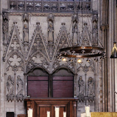 gothic detail at a wall in the cathedral of rouen