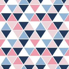 Vektornahtloses Muster mit Dreiecken. Trendige Farbpalette. Geometrische Elemente auf weißem Hintergrund isoliert.