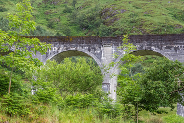 Fototapeta na wymiar Glenfinnan Viaduct, Scotland, one of the sites where Harry Potter was filmed.