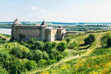 Fototapeta na wymiar Medieval fortress in the Khotyn town West Ukraine