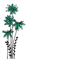 Design of Hand drawn doodle flowers set on white background. Illustration