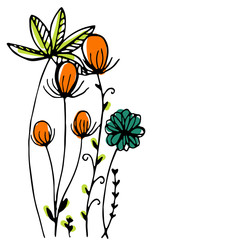Design of Hand drawn doodle flowers set on white background. Illustration