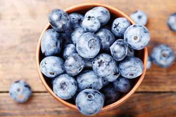 Blueberry in a plate top view