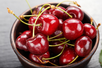 Ripe sweet cherry close-up