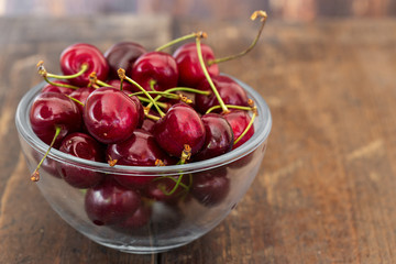 Sweet cherries in plate