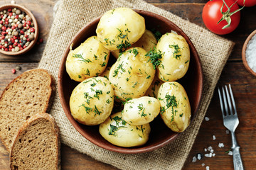 Lunch young potato with dill