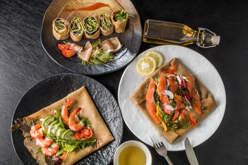 そば粉のクレープ　ガレット　 galette French food