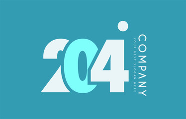 number 204 blue white cyan logo icon design