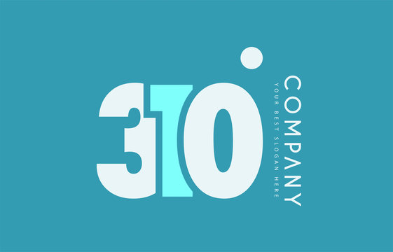 number 310 blue white cyan logo icon design