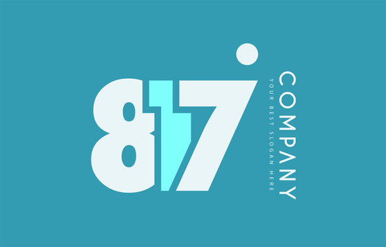 number 817 blue white cyan logo icon design