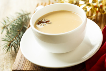 Homemade tea with milk or chai latte