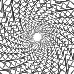 Background, pattern, black and white spiral pattern. Round centered Halftone illustration. Triangle, shape, geometry, center