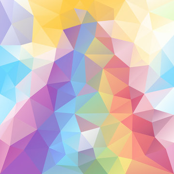 vector abstract irregular polygon background with a triangle pattern in pastel full spectrum rainbow color with reflection