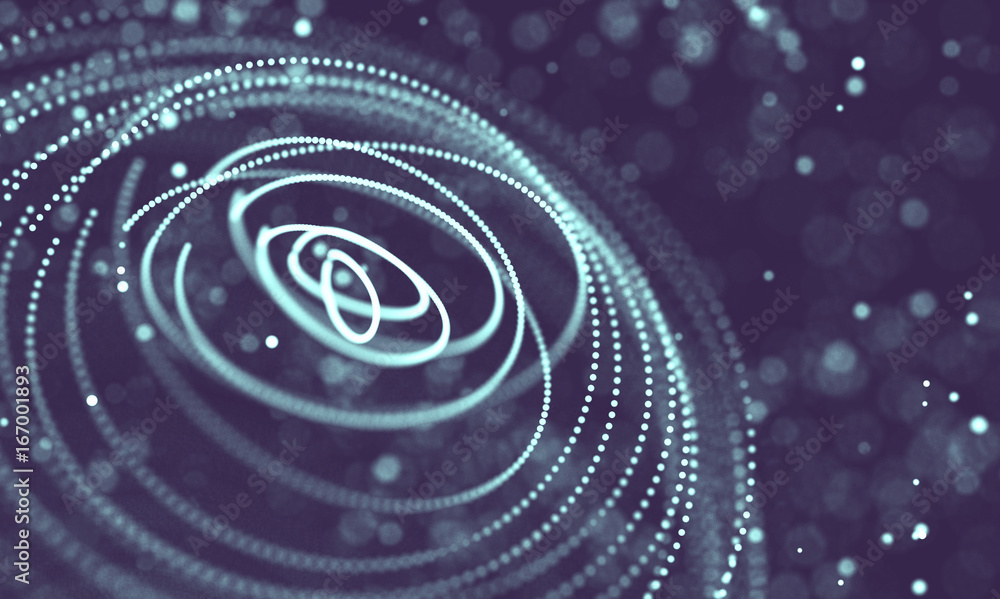 Poster Data technology abstract futuristic illustration . Low poly shape with connecting dots and lines on dark background. 3D rendering . Big data visualization .