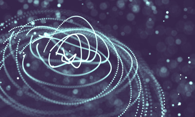 Data technology abstract futuristic illustration . Low poly shape with connecting dots and lines on dark background. 3D rendering . Big data visualization .