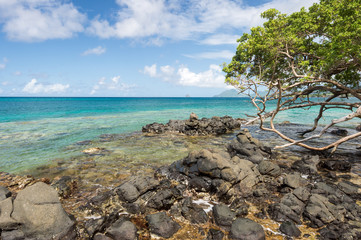 Anse Figuier in Martinique, with Diamond Rock in the distance