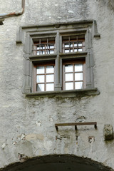 Fototapeta na wymiar stone framed window in medieval village of Bard, Italy