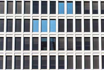 Facade of a modern office building seen in Berlin, Germany