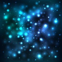 Abstract vector background with space and stardust. Beautiful neon background with glowing lights, postcard, invitation, poster, picture, card