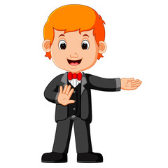 elegant young man in business suit