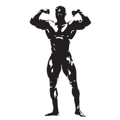 Posing bodybuilder, abstract vector silhouette