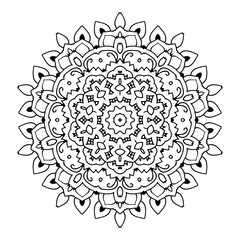 Mandala. Black and white decorative element. Picture for coloring.