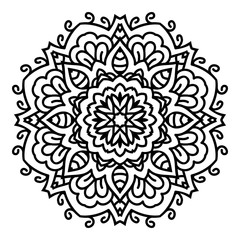 Fototapeta na wymiar Mandala. Black and white decorative element. Picture for coloring.