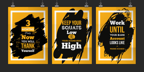 Success poster set for wall. Business Motivation Quote set Concept. EPS10