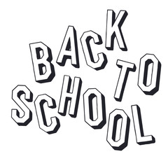 Back to school. Shadowed letters typographic. Minimalistic holiday poster. Black and white