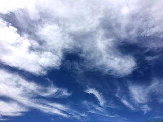 Fototapeta premium Fluffy clouds on blue sky. Background