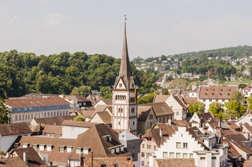 Schaffhausen, Stadt, Altstadt, Münsterkirche, Münster, Kirche, Kirchturm, Altstadthäuser, historisch Häuser, Stadtrundgang, Sommer, Rhein, Schweiz