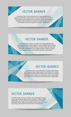 Set of four abstract banner templates with text. Turquoise classic background of flat graphic design. Technology layouts for business cards, advertisements, marketing, web pages. Vector EPS10
