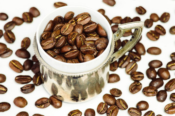 Cup of coffee beans