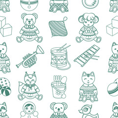 Child toy seamless pattern. Design element for postcard, banner, flyer