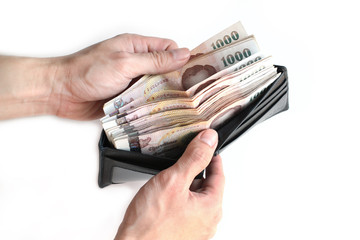 Purse with a lot of money