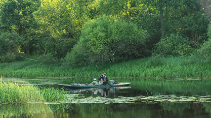 Fishing on the kayak.