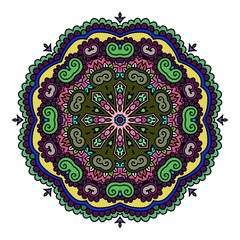 Ornament color card with mandala. Vintage decorative elements. Hand drawn background. Logo.